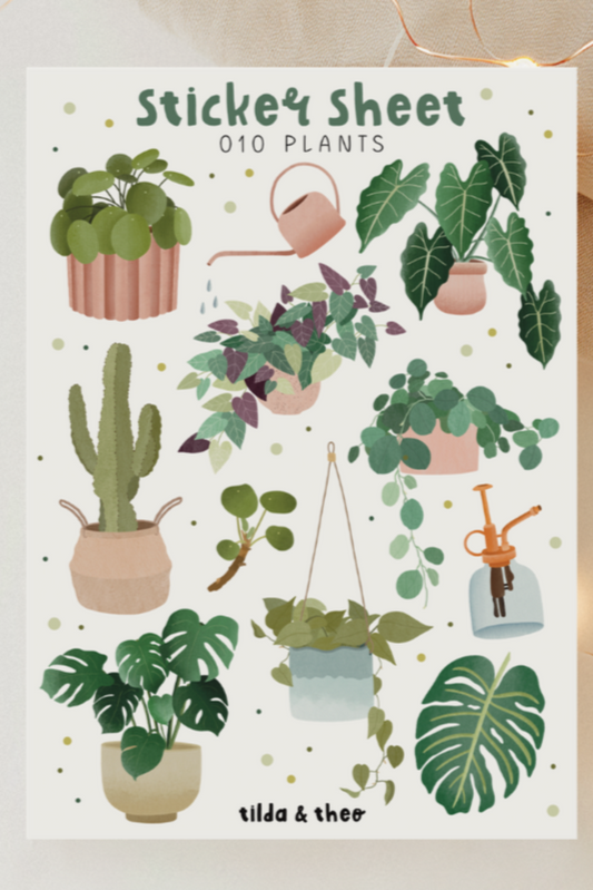 Folha de adesivos de plantas